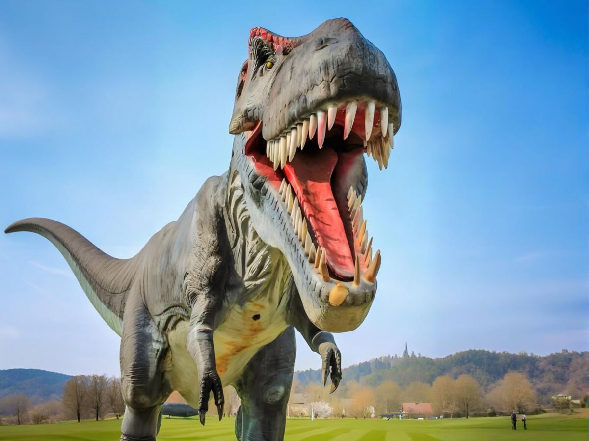 霸王龙仿真模型的公园景观